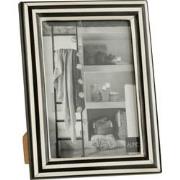 J-Line - Fotokader Rechthoek Lijnen Resine Zwart/wit Large - 13x16x22c...