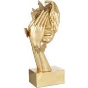 J-Line - Gezicht Vlinders Staander Poly Goud - 26x16.5x54.5cm