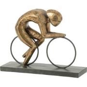 J-Line - Wielrenner Op Voet Resine Goud Large - 37.5x11x29.5cm