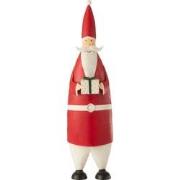 J-Line - Kerstman Cadeau Ijzer Wit/rood Large - 20x18x61cm