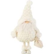 J-Line - Kerstman Cadeau Tas Textiel Wit Large - 29x19x47cm