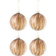 J-Line - Doos Van 4 Kerstbal Vlekken Glas Bruin/goud Large - 12x12x12c...