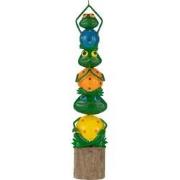 J-Line - Kikker Pyramide Op Voet Ijzer/hout Mix Large - 10x9x43cm