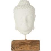 J-Line - Decoratie Hoofd Teakhout/cement Wit/naturel - 25x18x44cm