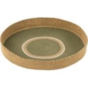 J-Line - Plateau Rond+cirkels Zeegras Groen/naturel - 50x50x7cm