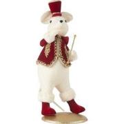 J-Line - Muis Majorette Staand Polyfoam/textiel Rood/goud - 20x20x51cm