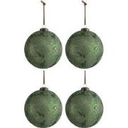 J-Line - Doos Van 4 Kerstballen Glas Antiek Fel Groen Large - 28x28x13...