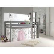 LUCEVI - Pino Halfhoogslaper H115CM + Ladder + Birdy Gordijntjes - Gri...