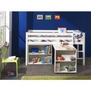 LUCEVI - Pino Halfhoogslaper + Ladder + Bureau + Boekenkast - Wit - 90...