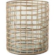J-Line - Windlicht Violet Breed Glas/riet Naturel - 22x22x20cm