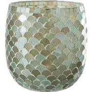 J-Line - Windlicht Mozaiek Glas Aqua Large - 15.5x15.5x16cm