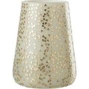 J-Line - Windlicht Driehoek Glas Wit/goud Extra Large - 17x17x23cm