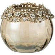 J-Line - Theelichthouder Volve Metaal/glas Goud/brons Medium - 10x7.6x...