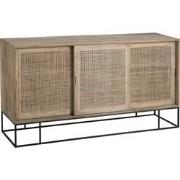 J-Line - Kast 3 Schuifdeuren Geweven Riet Mangohout Naturel - 160.5x45...