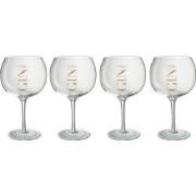 J-Line - Giftbox 4 Ginglazen Glas Transparant/goud - 26x26x23cm