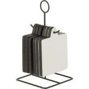 J-Line - Coaster Square Vik Wood With Black/white - 10.5x11.5x23cm