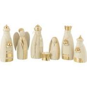 J-Line - Kerststal 7delig Resine Wit/goud - 73x8.5x28cm