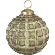 Clayre & Eef Kerstbal  Ø 10 cm Groen Bruin Glas Kerstdecoratie