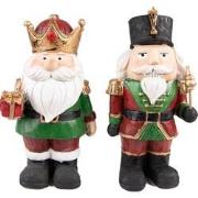 Clayre & Eef Beeld Notenkraker 21 cm Rood Groen Polyresin Kerstdecorat...