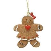 Clayre & Eef Kersthanger Gingerbread man 7x1x8 cm Bruin Kunststof Kers...