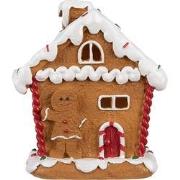 Clayre & Eef Gingerbread house met LED 11x9x13 cm Bruin Kunststof Kers...