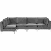 Beliani EVJA - Modulaire Sofa-Grijs-Fluweel