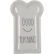 Clayre & Eef Ontbijtbord  10x17 cm Wit Keramiek Good morning Bord