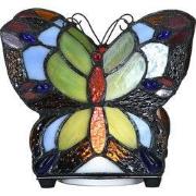 LumiLamp Tiffany Tafellamp Vlinder 15x8x13 cm LED Blauw Glas Tiffany L...