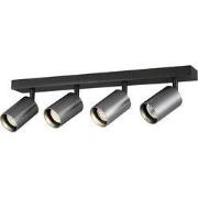Tabore 4L GU10 (excl) zwart + geborsteld staal, spot