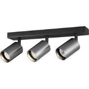 Tabore 3L GU10 (excl) zwart + geborsteld staal, spot