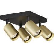 Tabor 4L vierkante opbouwspot GU10 (excl) zwart + geborsteld goud