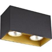 BABAR Plafondlicht zwart / goud vierkant 2xGU10 excl (max 50W)