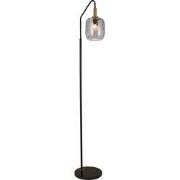 Astrid vloerlamp E27 Zwart + as grijs glas Ø180mm