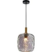 Astrid knappe pendellamp E27 Zwart + as grijs glas Ø250mm