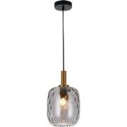 Astrid medium pendellamp E27 Zwart + as grijs glas Ø180mm