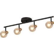 Iris plafond licht lang 4x E14 amber glas