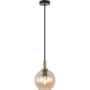 OSIRA Pendel E27 Zwart + goud, amber glas Ã˜200mm