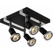 ROBUS square spot 4xGU10 5W LED incl. zwart/chroom