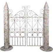 Clayre & Eef Tuinpoort 163x40x157 cm Wit Bruin IJzer