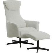 Relaxfauteuil Off-White - 78x86x110cm - Met Voetenbankje - Katie