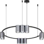 ISE Pendel 10x GU10 excl Ø600mm geborsteld staal + zwart