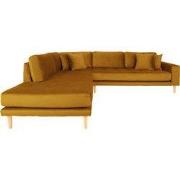 House Nordic Hoekbank Lido met Open Einde Links Mosterd Geel Velvet