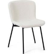 Eetkamerstoel Bouclé Wit - Zithoogte 49cm - 52x61x80cm - Teddy - Set v...