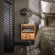 Nachtkastje Naturel Acaciahout - Zwevend - Set Van 2 - 30x25x30cm
