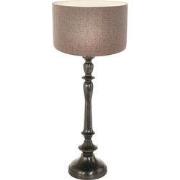 Anne Lighting - tafellamp - Bois - zwart - hout linnen - Ø 30cm - E27 ...