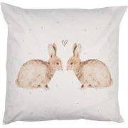 Clayre & Eef Kussenhoes  45x45 cm Wit Polyester Konijnen Sierkussenhoe...