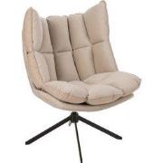 J-Line - Stoel Relax Kussen Op Frame Textiel/metaal Beige - 78x73x92cm