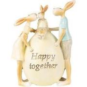 Clayre & Eef Beeld Konijn 17 cm Groen Geel Polyresin Happy together Wo...