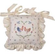 Clayre & Eef Kussenhoes Stoelkussen  40x40 cm Beige Blauw Katoen Vierk...