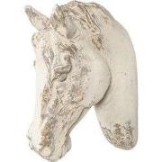 Clayre & Eef Wanddecoratie Paard 32x16x45 cm Wit Kunststof Muurdecorat...
